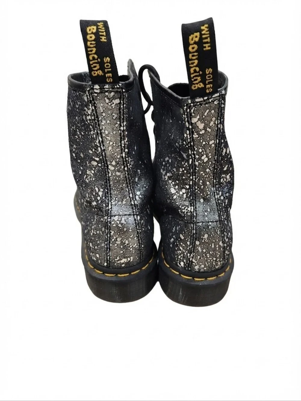 ​Dr. Martens Metallic Paint Splatter Combat Boots - US Men's 9, Women's 10